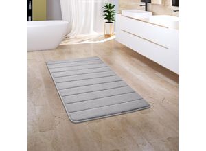 4061981172311 - Badezimmerteppich Badematte Badteppich Badvorleger Flauschig Memory Foam 3D Grau 50x80 cm - Paco Home