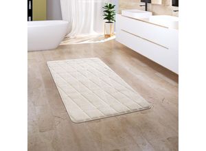 4061981172403 - Badezimmerteppich Badematte Badteppich Badvorleger Flauschig Memory Foam 3D 50x80 cm Creme 4 - Paco Home