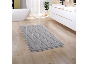 4061981172465 - Badezimmerteppich Badematte Badteppich Badvorleger Flauschig Memory Foam 3D 50x80 cm Grau 2 - Paco Home