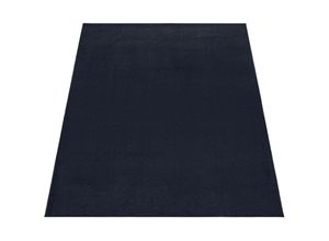 4061981172663 - Teppich Wohnzimmer Kurzflor Schlafzimmer Modernes Einfarbiges Muster Dunkel Blau 80x150 cm - Paco Home