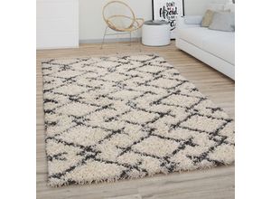 4061981174117 - Hochflor Teppich Wohnzimmer Shaggy Langflor Modernes Boho Skandi Rauten Muster 300x400 cm Creme Anthrazit 3 - Paco Home 4061981174117 - Hochflor Teppich Wohnzimmer Shaggy Langflor Modernes Boho Skandi Rauten Muster 300x400 cm Creme Anthrazit 3 - Paco Home