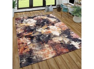 4061981174759 - Teppich Wohnzimmer Kurzflor Vintage Modern Abstraktes Muster Creme Lila Orange 80x150 cm - Paco Home