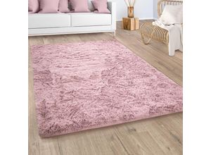 4061981175190 - Paco Home - Hochflor Teppich Wohnzimmer Fellteppich Kunstfell Flauschig Rutschfest Rosa Altrosa 60x100 cm