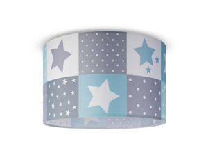 4061981178337 - Deckenlampe Kinder Pendelleuchte Kinderzimmer Stoffschirm Rund Bunt Baby E27 Deckenleuchte - Weiß Blau (Ø455 cm) - Paco Home