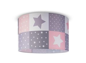 4061981178351 - Deckenlampe Kinder Pendelleuchte Kinderzimmer Stoffschirm Rund Bunt Baby E27 Deckenleuchte - Weiß Pink (Ø455cm) - Paco Home