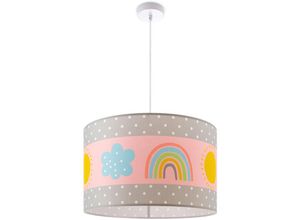 4061981178917 - Deckenlampe Kinder Pendelleuchte Kinderzimmer Stoffschirm Rund Bunt Baby E27 Pendelleuchte - Weiß Mehrfarbig 1 (Ø455cm) - Paco Home