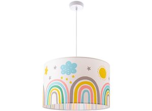 4061981178931 - Deckenlampe Kinder Pendelleuchte Kinderzimmer Stoffschirm Rund Bunt Baby E27 Pendelleuchte - Weiß Mehrfarbig 3 (Ø455cm) - Paco Home