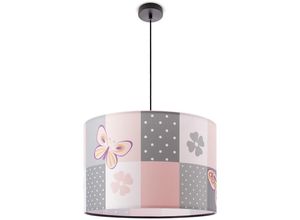 4061981178955 - Deckenlampe Kinder Pendelleuchte Kinderzimmer Stoffschirm Rund Bunt Baby E27 Pendelleuchte - Schwarz Creme (Ø455cm) - Paco Home