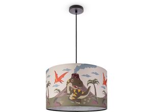 4061981179082 - Paco Home - Pendelleuchte Kinderzimmer Deckenlampe Stoff Lampenschirm Rund Dschungel Pendelleuchte - Schwarz Design 3 (Ø455 cm)