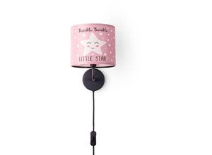 4061981179136 - Paco Home Wandlampe Schalter Kinderlampe Babyzimmer Kinderzimmer ∅18cm Sterne Kabel 3m E14 Pink (Ø18cm) Wandleuchte - Schwarz