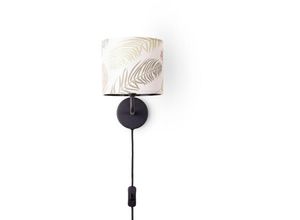 4061981179402 - Paco Home - Tischlampe Schreibtischlampe Wandlampe Stoff Nachttisch E14 Blumen Jungle Deko Wandleuchte - Schwarz Design 1 (Ø18 cm)