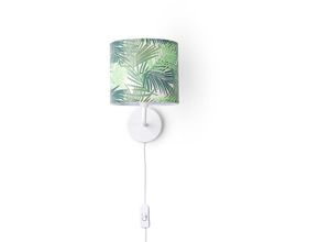 4061981179419 - Paco Home - Tischlampe Schreibtischlampe Wandlampe Stoff Nachttisch E14 Blumen Jungle Deko Wandleuchte - Weiß Design 3 (Ø18 cm)