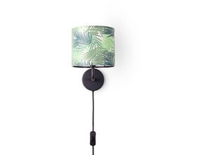 4061981179426 - Paco Home Tischlampe Schreibtischlampe Wandlampe Stoff Nachttisch E14 Blumen Jungle Deko Wandleuchte - Schwarz Design 3 (Ø18 cm)