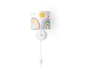 4061981179495 - Paco Home - Nachttischlampe Kinderzimmer Tischleuchte Bunt Wandlampe Kinderzimmer Regenbogen Wandleuchte - Weiß Design 5 (Ø18 cm)