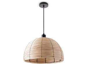 4061981179648 - Pendelleuchte Esstischlampe Esszimmer Korb Optik 15m Textilkabel Rustikal Boho Pendelleuchte - Schwarz Natur (Ø36 cm) - Paco Home