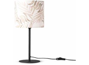 4061981180347 - Paco Home - Tischlampe Schreibtischlampe Wandlampe Stoff Nachttisch E14 Blumen Jungle Deko Tischleuchte - Schwarz Design 2 (Ø18 cm)