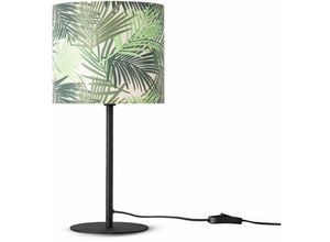 4061981180385 - Paco Home - Tischlampe Schreibtischlampe Wandlampe Stoff Nachttisch E14 Blumen Jungle Deko Tischleuchte - Schwarz Design 3 (Ø18 cm)