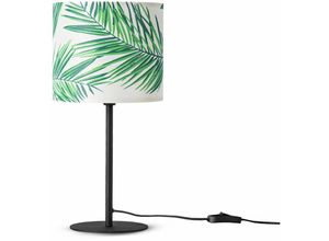 4061981180408 - Paco Home - Tischlampe Schreibtischlampe Wandlampe Stoff Nachttisch E14 Blumen Jungle Deko Tischleuchte - Schwarz Design 4 (Ø18 cm)