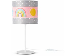 4061981180439 - Paco Home Lampe Kinderzimmer Nachttischlampe ∅18cm Regenbogen Sonne Wolken Höhe 365cm E14 Mehrfarbig (Ø18cm) Tischleuchte - Weiß