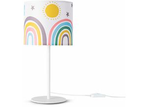 4061981180453 - Paco Home - Nachttischlampe Kinderzimmer Tischleuchte Bunt Wandlampe Kinderzimmer Regenbogen Tischleuchte - Weiß Design 5 (Ø18 cm)