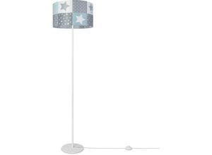 4061981180538 - Stehlampe Kinderzimmer Lampenschirm Rund Stofflampe Stehleuchte Baby Bunt E27 Design 2 (Ø38 cm) Stehleuchte Einbein - Weiß - Paco Home
