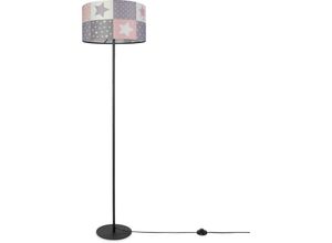 4061981180569 - Stehlampe Kinderzimmer Lampenschirm Rund Stofflampe Stehleuchte Baby Bunt E27 Design 3 (Ø38 cm) Stehleuchte Einbein - Schwarz - Paco Home