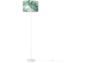 4061981180682 - Stehlampe Wohnzimmer Leselampe Lampenschirm Deko Schlafzimmer Kinderzimmer Palme Grün (Ø38cm) Stehleuchte - Weiß - Paco Home