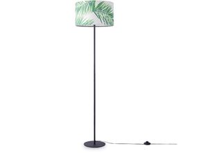 4061981180699 - Stehlampe Wohnzimmer Leselampe Lampenschirm Deko Schlafzimmer Kinderzimmer Palme Grün (Ø38cm) Stehleuchte - Schwarz - Paco Home