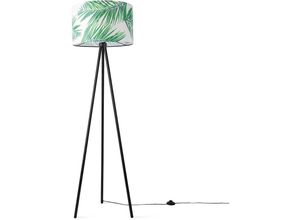 4061981181016 - Paco Home Lampenschirm Stehlampe Wohnzimmer Stativ Lampe Büro Kinderzimmer Jungle Palme Grün (Ø455cm) Stehleuchte - Schwarz