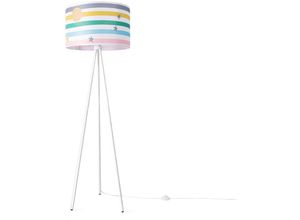 4061981181054 - Kinderlampe Stehlampe Kinderzimmer Streifen Regenbogen Hell Bunt Pastell E27 Mehrfarbig (Ø455cm) Stehleuchte - Weiß - Paco Home