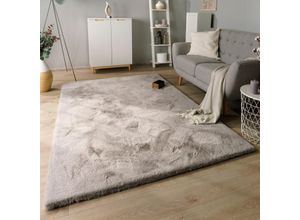 4061981182945 - Paco Home - Hochflor Teppich Wohnzimmer Shaggy Kaninchenfell Imitat Kunstfell Langflor Flauschig 160x230 cm Grau