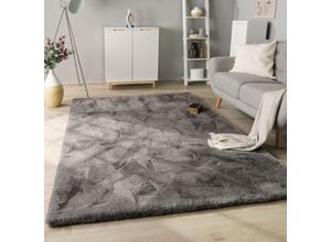 4061981183027 - Hochflor-Teppich Rabbit Deluxe 860 Teppiche Gr B L 160 cm x 230 cm 39 mm 1 St grau (anthrazit) Esszimmerteppiche Kunstfell Uni-Farben sehr weicher Flor Wohnzimmer Schlafzimmer