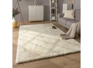 4061981183171 - Hochflor-Teppich Rabbit Deluxe 860 Teppiche Gr B L 120 cm x 160 cm 39 mm 1 St beige (creme) Esszimmerteppiche Kunstfell Uni-Farben sehr weicher Flor Wohnzimmer Schlafzimmer