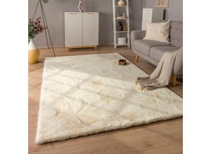 4061981183188 - Hochflor-Teppich Rabbit Deluxe 860 Teppiche Gr B L 160 cm x 230 cm 39 mm 1 St beige (creme) Esszimmerteppiche Kunstfell Uni-Farben sehr weicher Flor Wohnzimmer Schlafzimmer