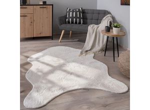 4061981183607 - Pacohome - Paco Home Teppich Wohnzimmer Kurzflor Weich Einfarbig Kunstfell In Fellform Rutschfest Creme 120x160 cm Fell-form