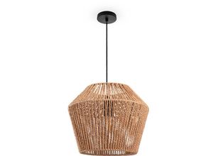 4061981184512 - Pendelleuchte Esstisch Hängelampe Esszimmer Lampe E27 Papier Boho Rattan Pendelleuchte - Schwarz Natur (Ø33cm) - Paco Home