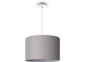 4061981185076 - Deckenleuchte Wohnzimmer Pendelleuchte Esstisch Esszimmerlampe E27 Uni Stoff Pendelleuchte - Weiß Grau (Ø455 cm) - Paco Home