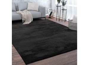 4061981185441 - Paco Home Waschbarer Teppich Wohnzimmer Kurzflor Einfarbiger Moderner Stil Weich Schwarz 80x150 cm