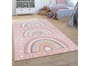 4061981185809 - Kinderteppich Kinderzimmer Teppich Kurzflor Junge Mädchen Herz Punkte Rosa 80x150 cm - Paco Home