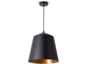 4061981187285 - Paco Home Pendelleuchte Wohnzimmer Hängelampe Esstisch Küche Lampenschirm Industrial Pendelleuchte - Schwarz Messing (Ø325 cm)