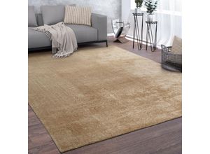 4061981187476 - Paco Home Teppich Wohnzimmer Kurzflor Waschbar Einfarbiger Moderner Stil Weich Beige Creme 120x170 cm