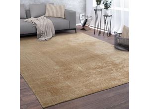 4061981187513 - Teppich Wohnzimmer Kurzflor Waschbar Einfarbiger Moderner Stil Weich Beige Creme 200 cm Rund - Paco Home