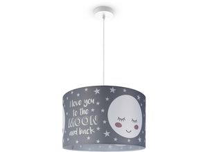 4061981188848 - Deckenlampe Kinderzimmer Pendelleuchte Baby Lampenschirm Stoff Rund Sterne Pendelleuchte - Weiß Design 1 (Ø455 cm) - Paco Home