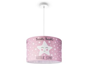 4061981188879 - Deckenlampe Kinderzimmer Pendelleuchte Baby Lampenschirm Stoff Rund Sterne Pendelleuchte - Weiß Design 4 (Ø455 cm) - Paco Home