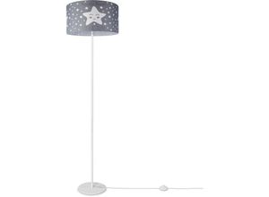 4061981189111 - Stehlampe Kinderlampe Kinderzimmer Stehleuchte Lampenschirm Sterne Mond Design 3 (Ø38 cm) Stehleuchte Einbein - Weiß - Paco Home