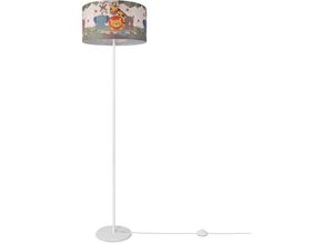 4061981189166 - Paco Home Kinderzimmer Kinderlampe Stehlampe Stoff MÃ¤dchen Junge Tiere Dschungel LÃ¶we Design 1 (Ø38 cm) Stehleuchte Einbein - Weiß