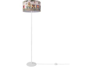 4061981189173 - Kinderzimmer Kinderlampe Stehlampe Stoff Mädchen Junge Tiere Dschungel Löwe Design 2 (Ø38 cm) Stehleuchte Einbein - Weiß - Paco Home