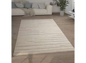 4061981189494 - Hochflor Teppich Wohnzimmer Shaggy 3D Optik Ethno Boho Vintage Look Weich 160x220 cm Creme 2 - Paco Home