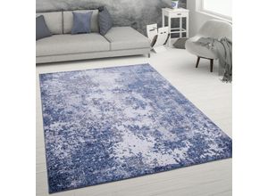 4061981189838 - Teppich Wohnzimmer Kurzflor Vintage Moderner Abstrakter Used-Look 60x100 cm Blau - Paco Home