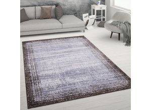 4061981189975 - Teppich Wohnzimmer Kurzflor Abstrakter Used-Look Vintage Stil Modern 60x100 cm Braun - Paco Home